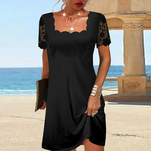 Scalloped Squared Little Black Dress | SedonaVista