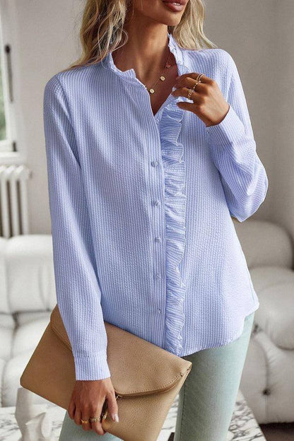 Blue Long Sleeve Print Shirt | SedonaVista