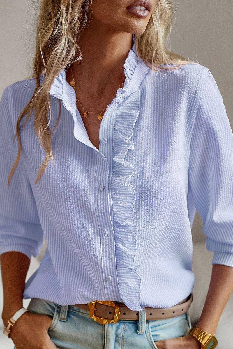 Blue Long Sleeve Print Shirt | SedonaVista