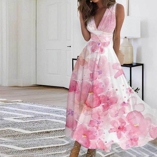 Sweet Floral Print Sleeveless Midi Dress | SedonaVista