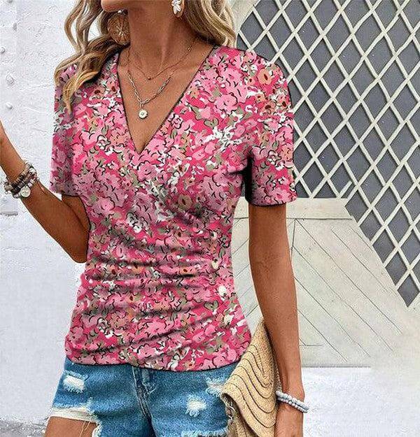 Pink Floral Print Short Sleeve Top | SedonaVista