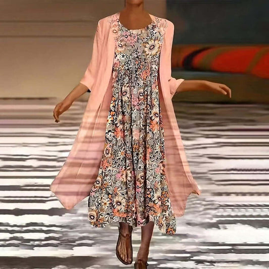 Pink Midi Dress With Outerwear | SedonaVista